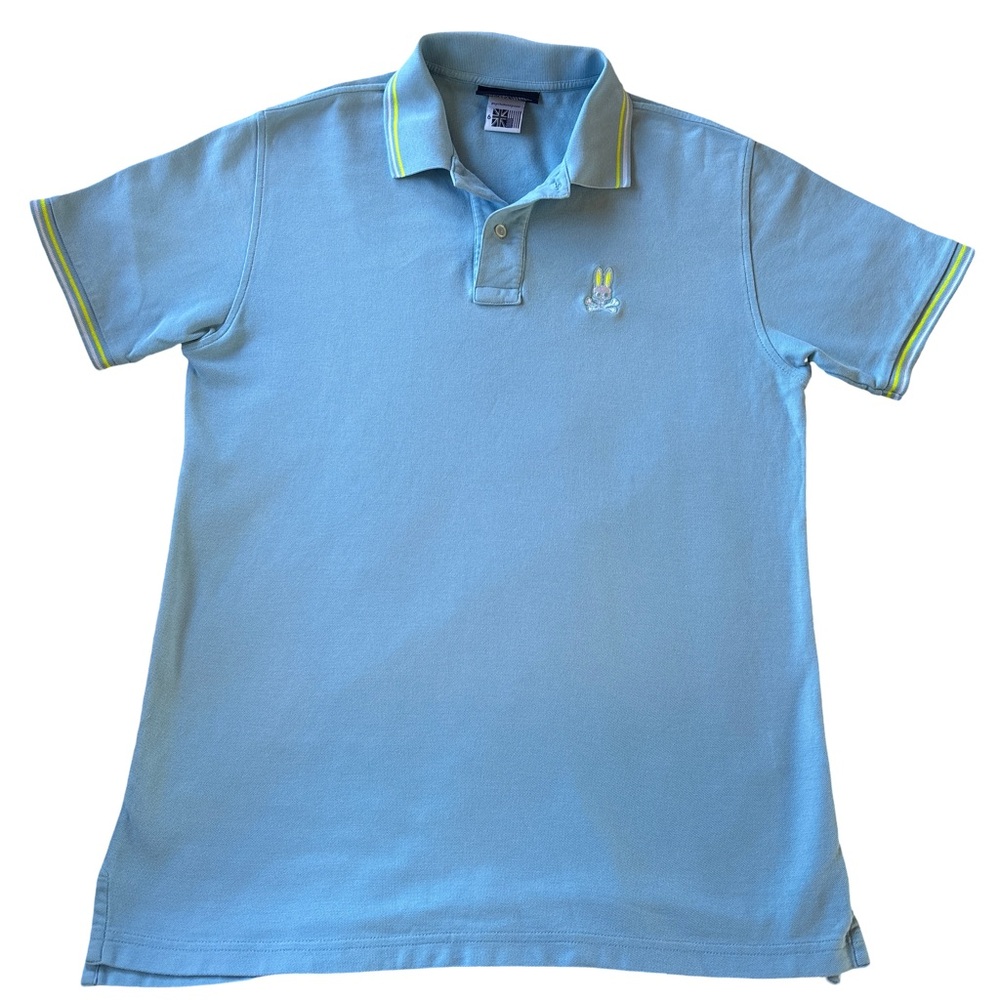 Psycho Bunny Cornflower Blue Gillian Tipped Bunny Polo Shirt 6/Large